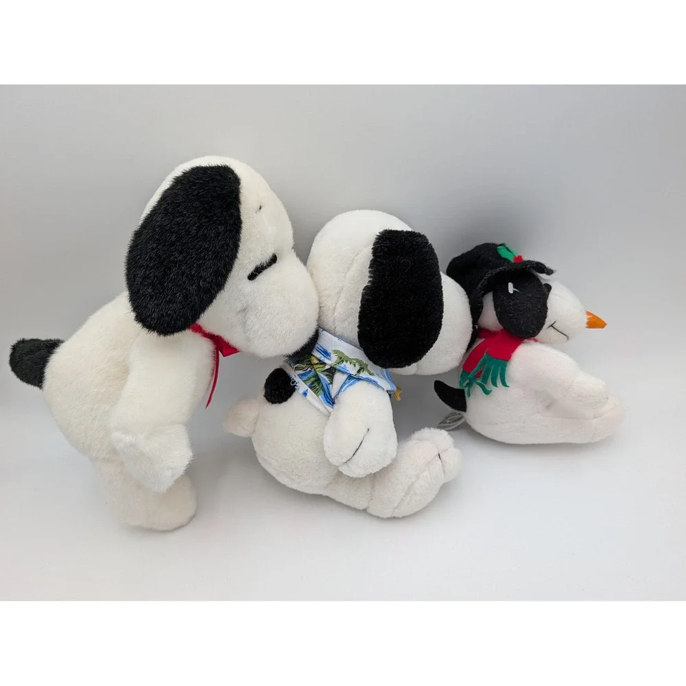 Peanuts Snoopy Plush Lot of 3 White Hawaiian MetLife Snowman Christmas